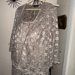 R&M Set Dress/Jacket Elegant Lace Full Length Aline Sz 16 NWT